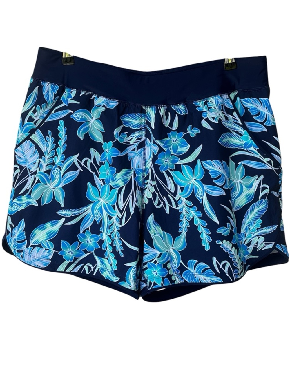 Lands' End Women’s Sunshade Floral Board Shorts 5” without Panty Swim Size 16W